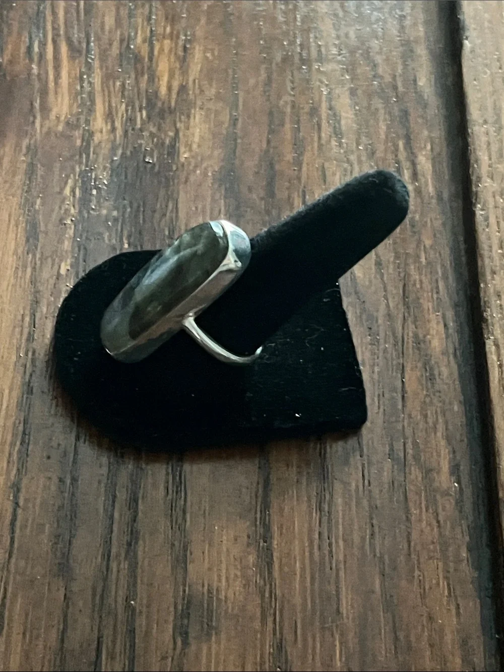 Sterling Silver Labradorite Long Rectangular Ring in Blue-Green